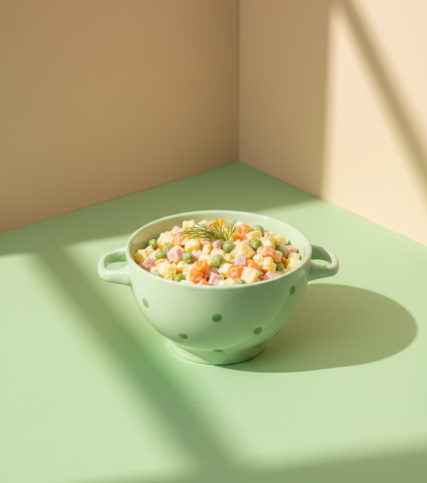 Green Ceramic Bowl with Dots Design and Handle