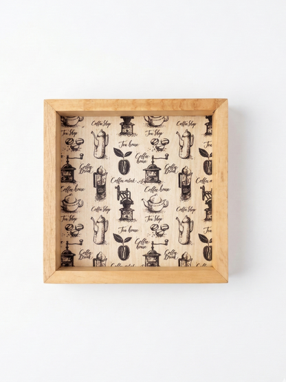 Coffee Love Art Square Wooden Tray