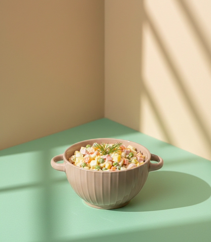 Beige Ceramic Bowl with Handle