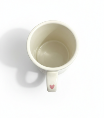 White Ceramic Mug with Printed Hearts