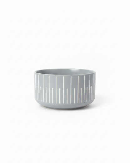 Grey Ceramic Bowl with White Lines
