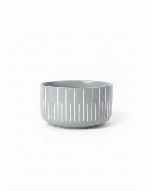 Grey Ceramic Bowl with White Lines