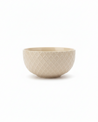 Diamond Textured Beige Ceramic Bowl
