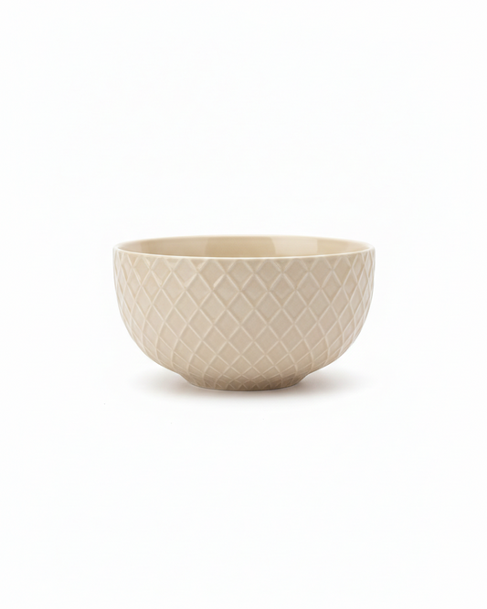 Diamond Textured Beige Ceramic Bowl