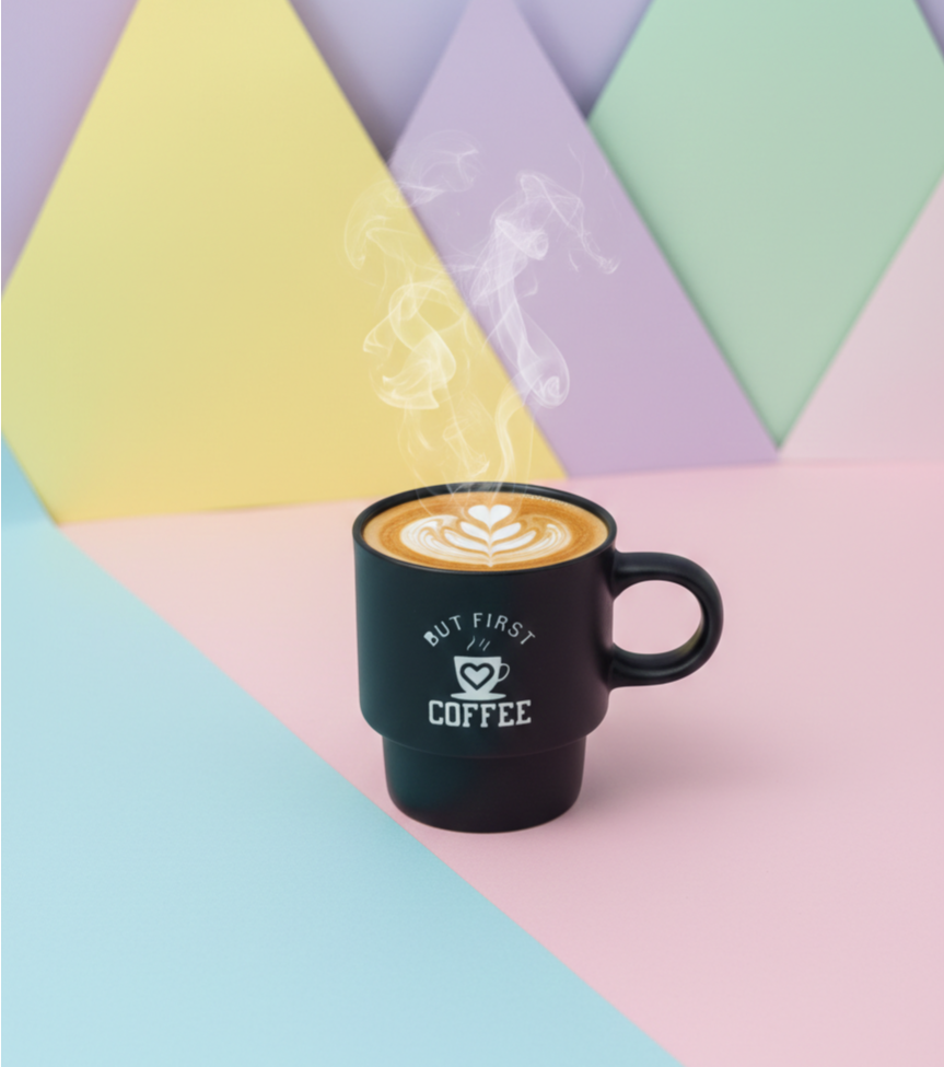 Black Espresso Shot Ceramic Mug - But First Coffee