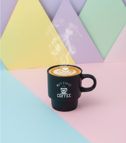 Black Espresso Shot Ceramic Mug - But First Coffee