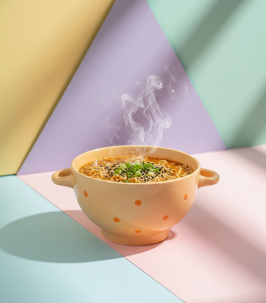 Orange Ceramic Bowl with Dots Design and Handle