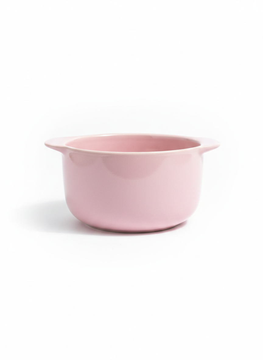 Pink Ceramic Bowl with Handle