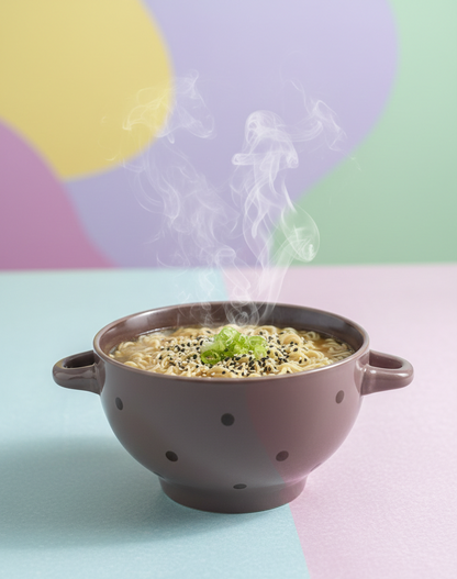 Aubergine Ceramic Bowl with Dots Design and Handle