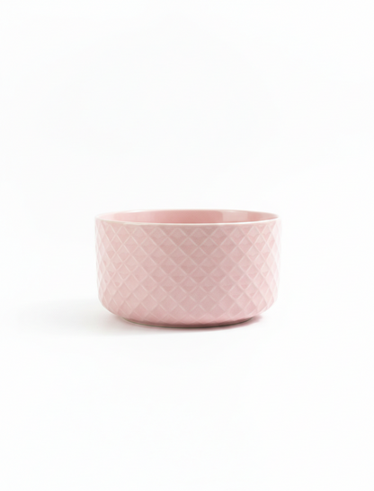 Diamond Textured Pink Ceramic Bowl