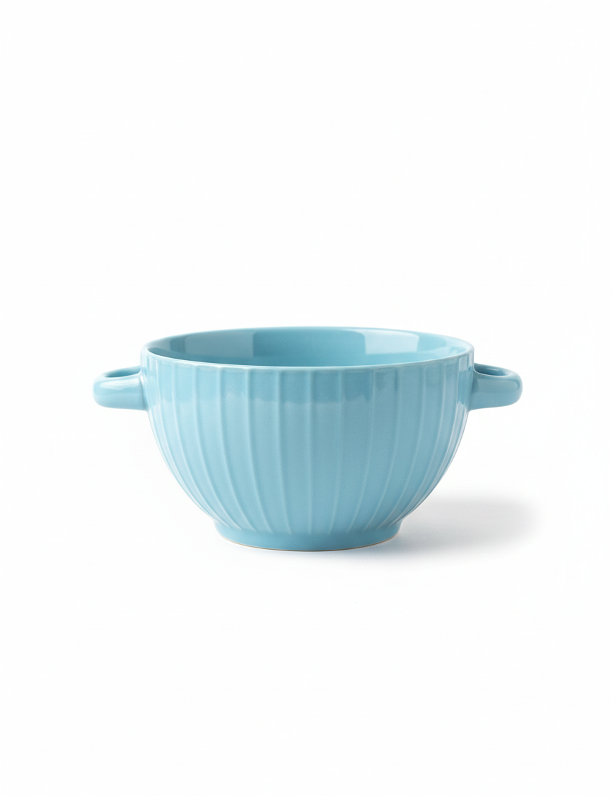 Blue Ceramic Bowl with Handle