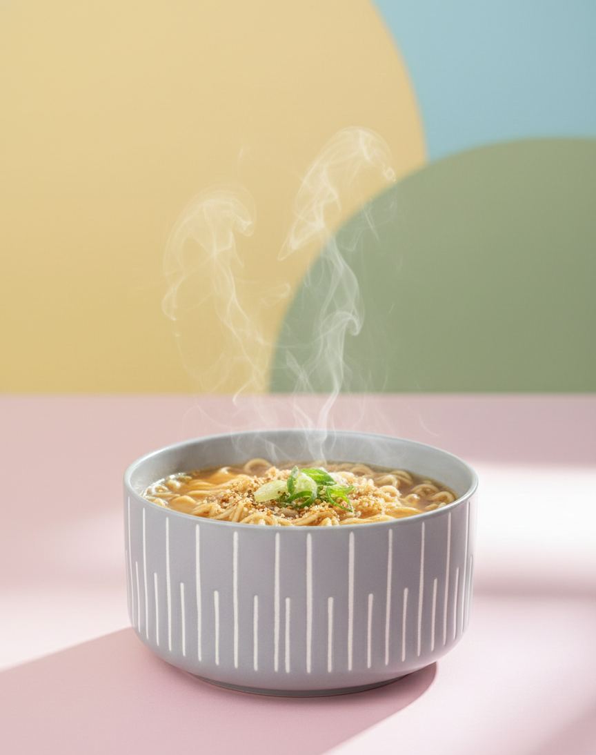 Grey Ceramic Bowl with White Lines