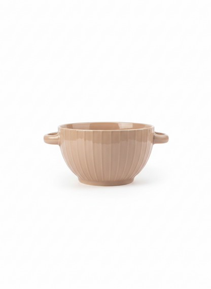 Beige Ceramic Bowl with Handle
