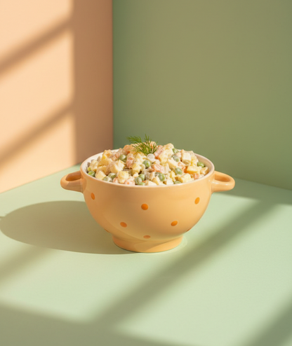 Orange Ceramic Bowl with Dots Design and Handle