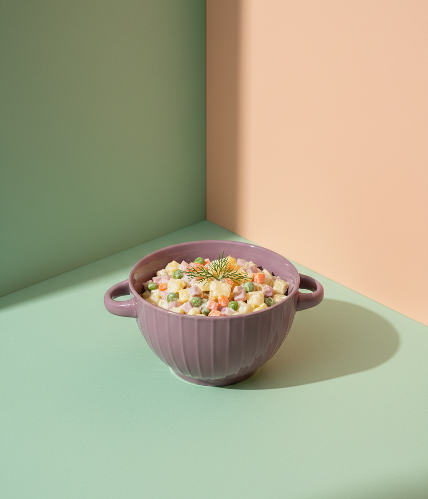 Purple Ceramic Bowl with Handle
