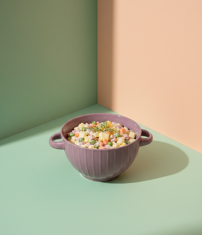 Purple Ceramic Bowl with Handle
