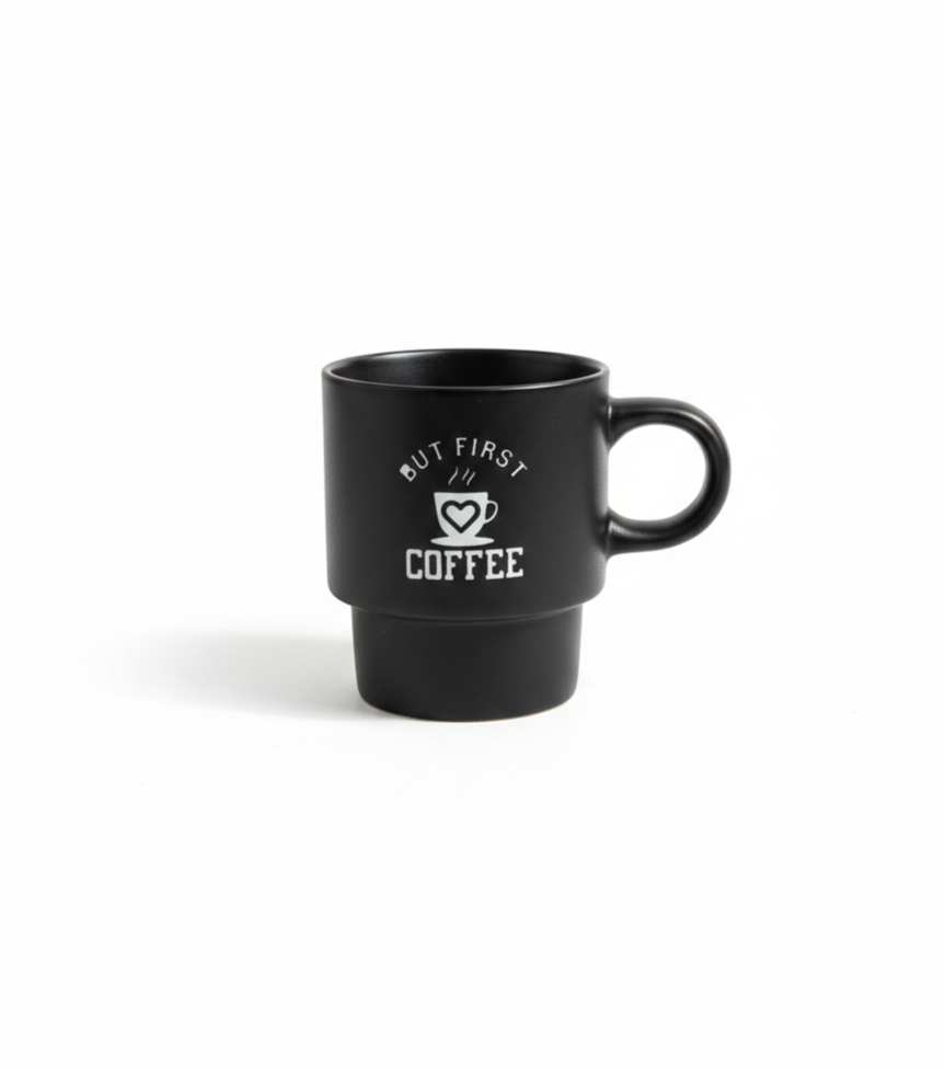 Black Espresso Shot Ceramic Mug - But First Coffee