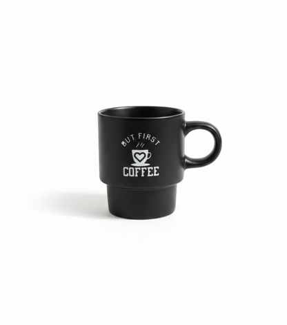 Black Espresso Shot Ceramic Mug - But First Coffee