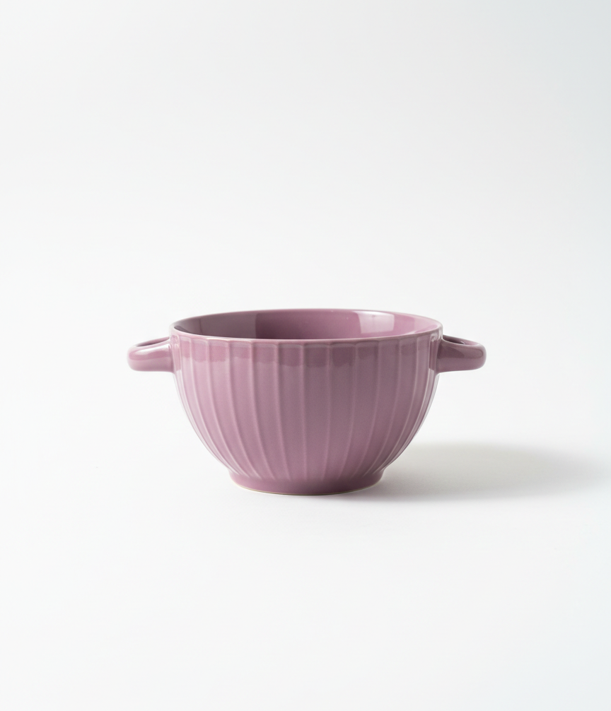 Purple Ceramic Bowl with Handle