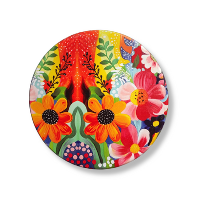Floral Art Round Hot Plate