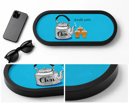 Doodh Patti Oval Wooden Tray