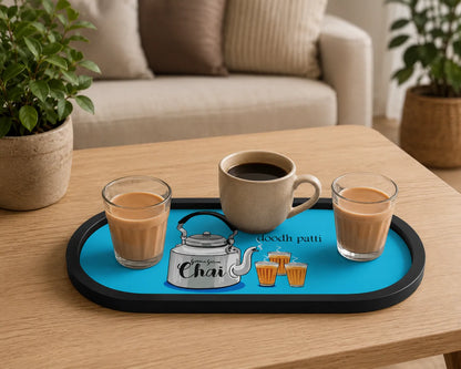 Doodh Patti Oval Wooden Tray