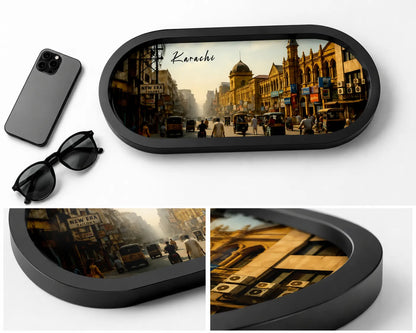 Karachi Heritage Oval Wooden Tray