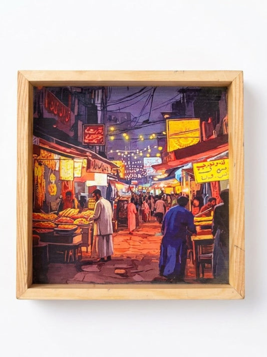 Pakistani Street Art Square Wooden Tray