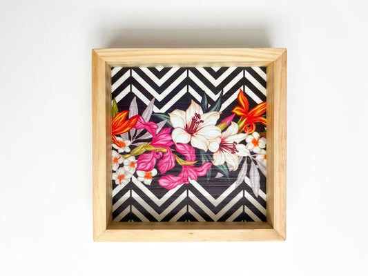 Floral Art Inspired Square Wooden Tray