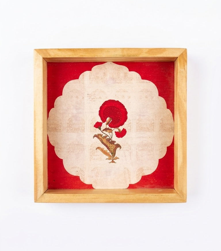 Desi Floral Art Square Wooden Tray