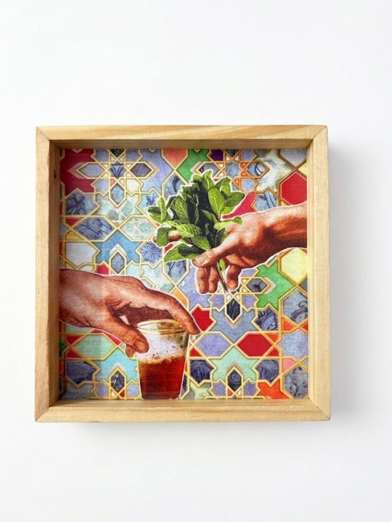 Tea & Touch Art Square Wooden Tray