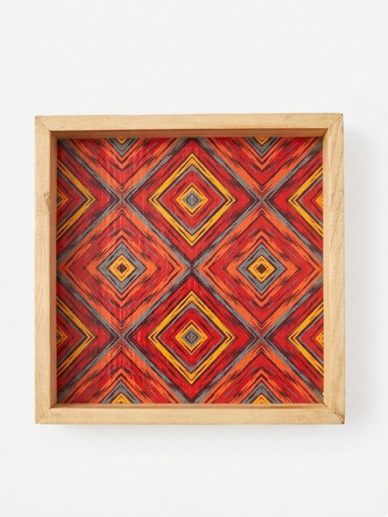 Flame Inspired Art Square Wooden Tray